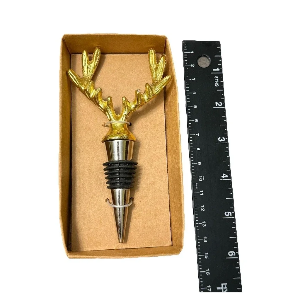 Gold Deer Antler Wine Bottle Stopper Barware Stag Buck Bottle Cork Sealer